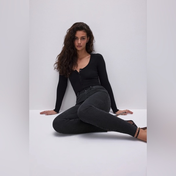 NWT Good American Good Leg Skinny Always Fits size 14-18 Charcoal Black Denim - Picture 10 of 10